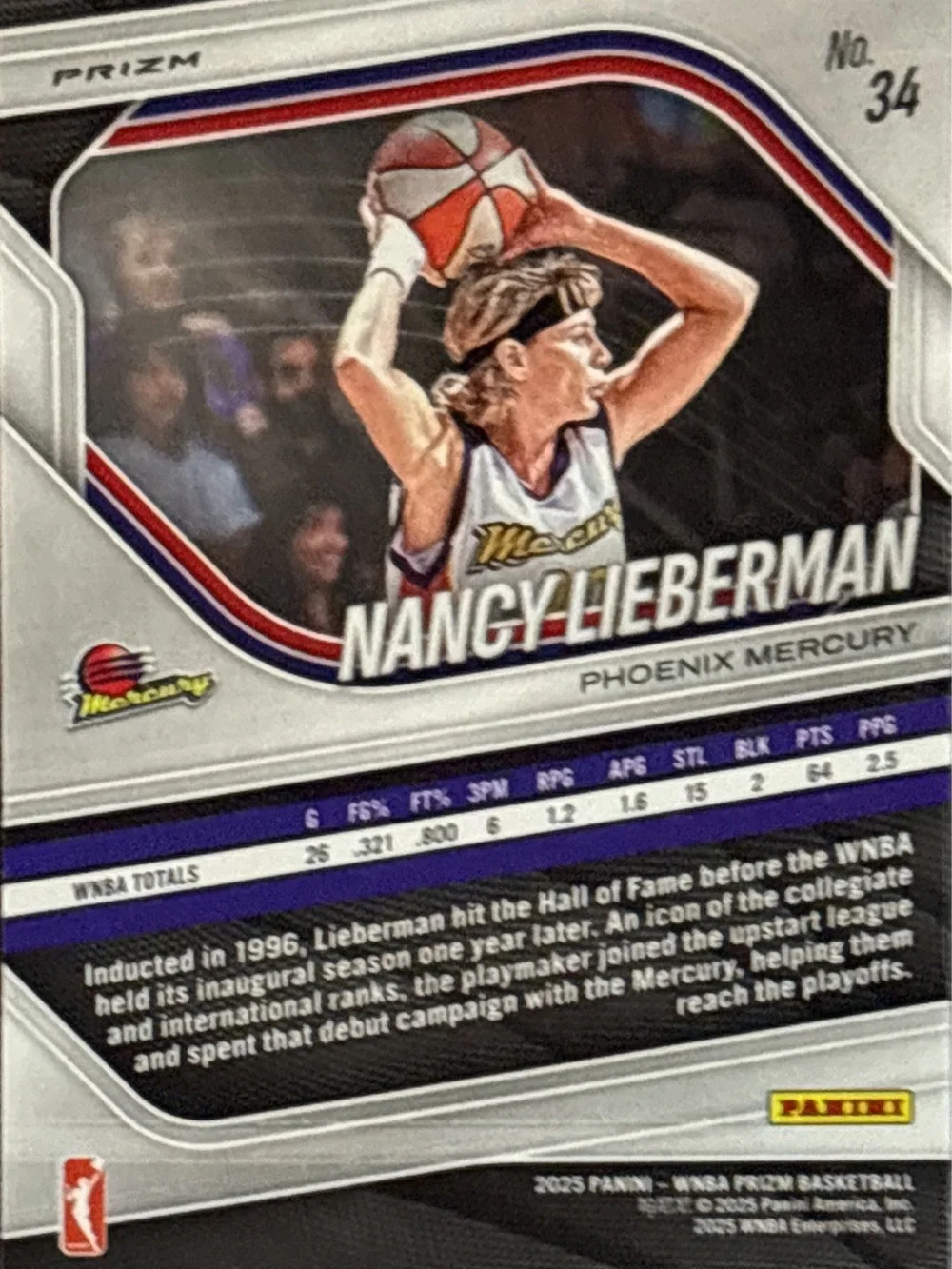 Panini Green Prizm Nancy Lieberman Phoenix Mercury Basketball Trading Card